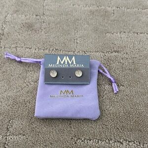 Melinda Maria Gold Pave Circle Stud Earrings